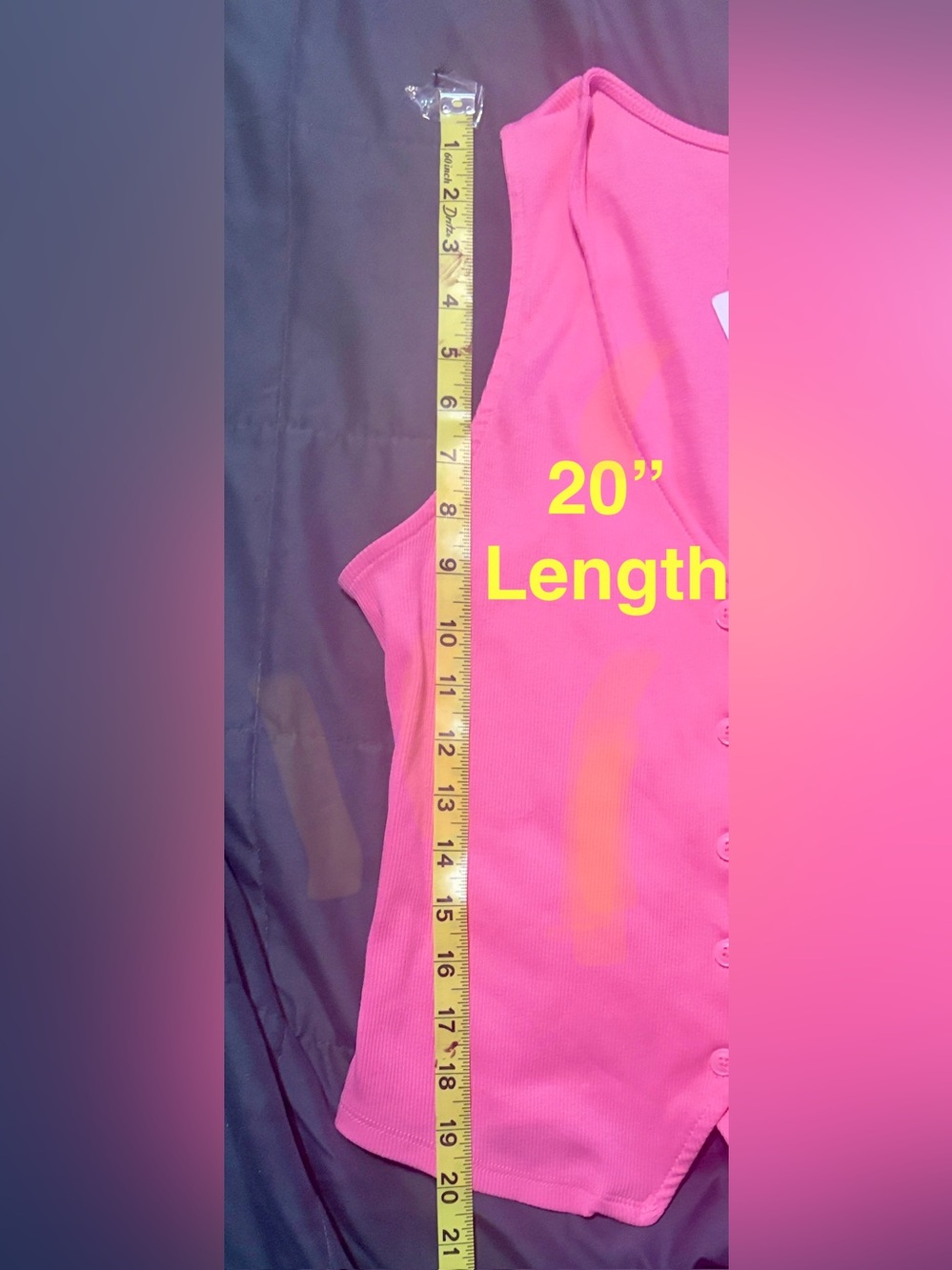 Express Hot Pink Ribbed Button-Front Tank - Picture 4 of 6